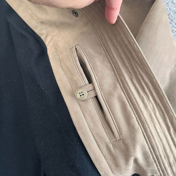 St. Johns Bay Jacket Womens XL Beige Black Collared Zip Up Snap Lined Pockets - Picture 7 of 10